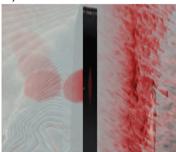 The two-dimensional ultrasound image positioned inside the three-dimensional CT model
